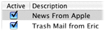 Active rules in Apple Mail