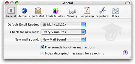 Apple Mail's General Preferences tab