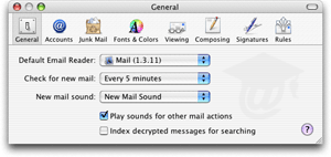 Apple Mail Preferences' General tab