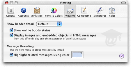 Apple Mail's Viewing Preferences tab