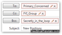 Primary email recipients, carbon copy, and blind carbon copy