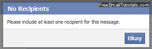 Cannot send Facebook email message error message