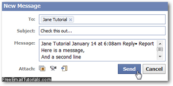 Compose and send an email message forward from your Facebook account