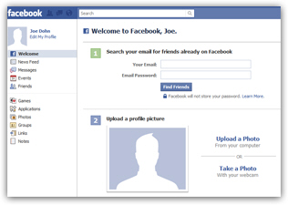 Default Facebook profile without profile picture