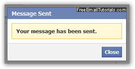 Email sent confirmation message in your Facebook account