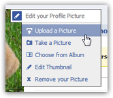 Facebook displays submenu for your profile picture