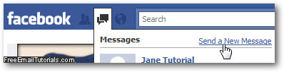 Send a new email message from Facebook