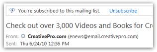 Unsubscribe from a newsletter in Windows Live Hotmail