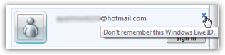 Hotmail automatically remembers your email address