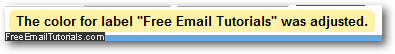 Gmail confirming that the selected email label has a new color