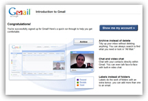 Gmail sign up process complete - start using you new email address
