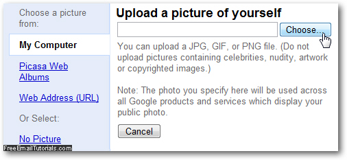 Upload a profile picture for Gmail