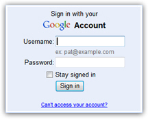 Gmail sign in form