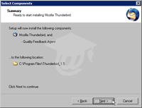 Thunderbird Installation Summary