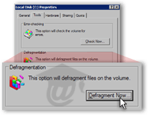 Defragment your hard drive on Windows from the disk's context menu in Windows Explorer
