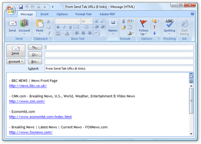 Email generated from Firefox with the Send Tab URLs extension
