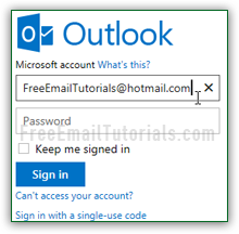 Hotmail Sign in page