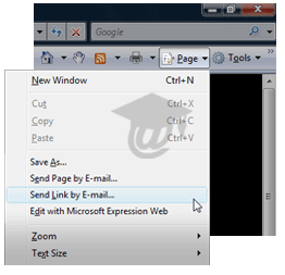 Send a Link by E-mail from Windows Internet Explorer's Page menu