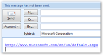 Sending an email link from Internet Explorer with Microsoft Outlook 2007
