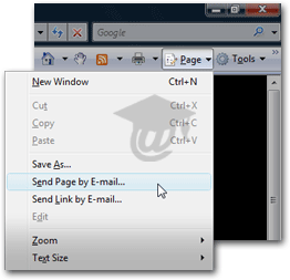 Send a Web Page by E-mail from Windows Internet Explorer's Page menu