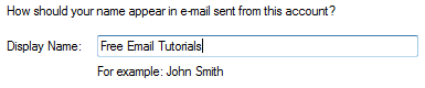 Supply the display name for your Yahoo! Mail email account