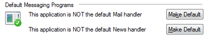 Default messaging program options in Windows Live Mail