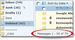 Number of deleted email messages