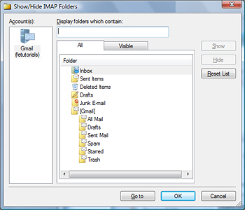 Show/hide IMAP folders dialog in Windows Live Mail