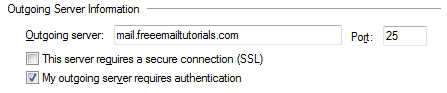 Outgoing email settings in Windows Live Mail