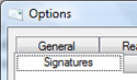 Email signature options and settings