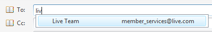 Windows Live Mail helping you pick a contact