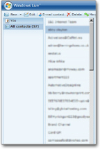 Hotmail contact list