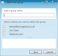 Windows Live Contacts' Create a new group dialog