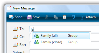 Emailing a contact group (distribution list) in Windows Live Mail