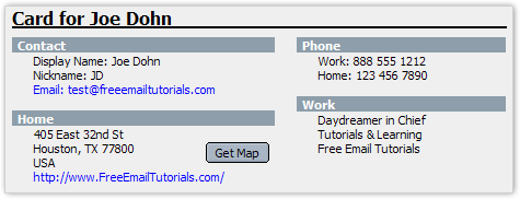 Mozilla Mail Address Card