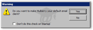 Mulberry checking on startup if it is the Windows default email client