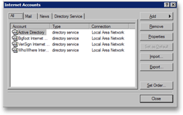Email accounts in Outlook Express
