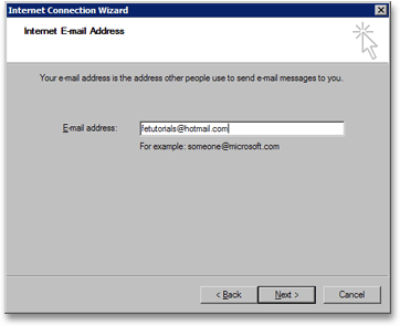 Enter your email address in Outlook Express