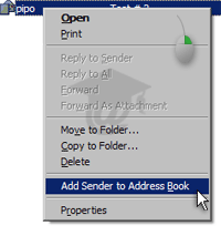 Right-click on emails to add their sender as contact