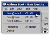 Creating a new contact from the Address Book file menu