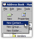 Creating a new contact from the Address Book toolbar's New Contact button