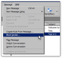 Blocking email senders in Outlook Express