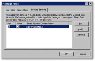 List of blocked senders in Outlook Express