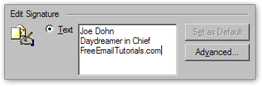 Typing text for your email signature