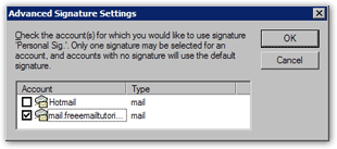 Advanced email signature settings in Outlook Express
