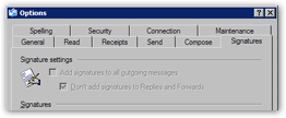 Create an email signature from the Options dialog in Outlook Express