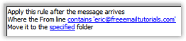 Setting an email rule action in Outlook Express