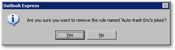 Permanently deleting an email rule in Outlook Express