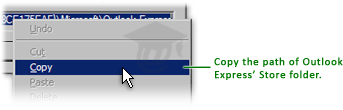 Copy the path of Outlook Express emails