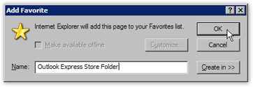 Adding the Outlook Express Store folder to your Internet Explorer favorites